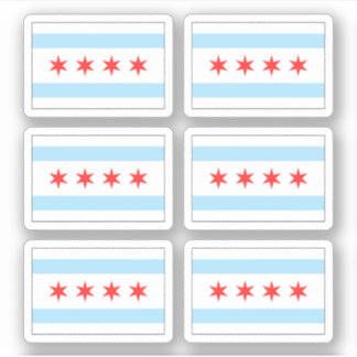 Adesivo Vinhetas de bandeira de Chicago, conjunto de seis