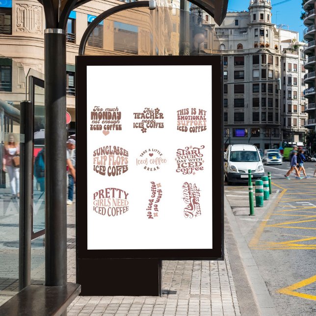 Adesivo Vinhetas de café gelado, com CUTE (Criador carregado)