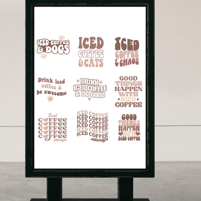 Adesivo Vinhetas de café gelado com ranhura retrô (Criador carregado)