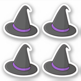 Adesivo Vinhetas de chapéu de bruxa do Halloween, conjunto