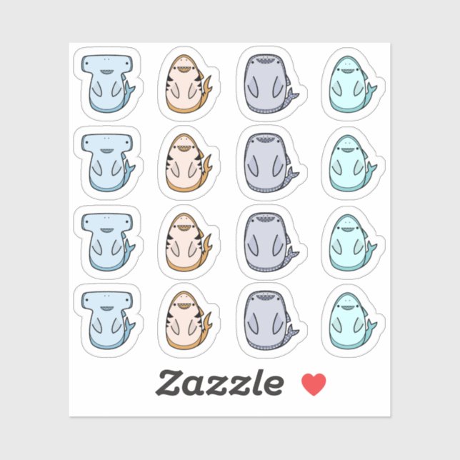 Adesivo Vinhetas de contorno de tubarão (Folha)