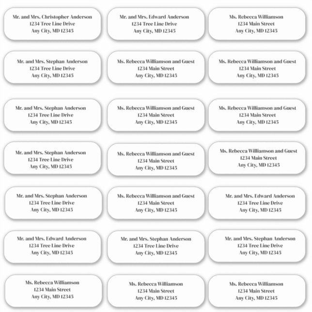 Adesivo Vinhetas de endereço de envelope de fonte formal (Frente)