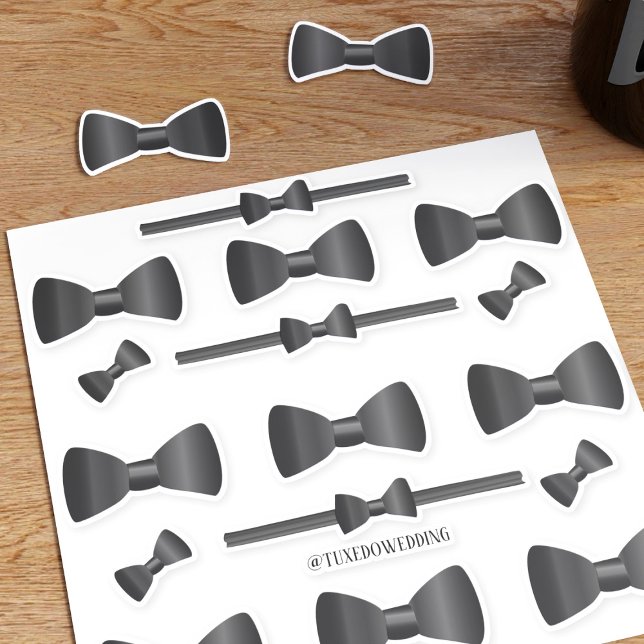 Adesivo Vinhetas de galinha com Gravatas de Arco, com cort (Stick a bow tie on things! Great for wedding favors)