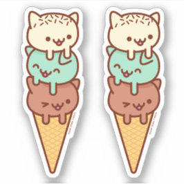 Adesivo Vinhetas de gato de SORVETE de VERÃO