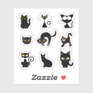 Adesivo Vinhetas de Gato Preto do Dia das Bruxas