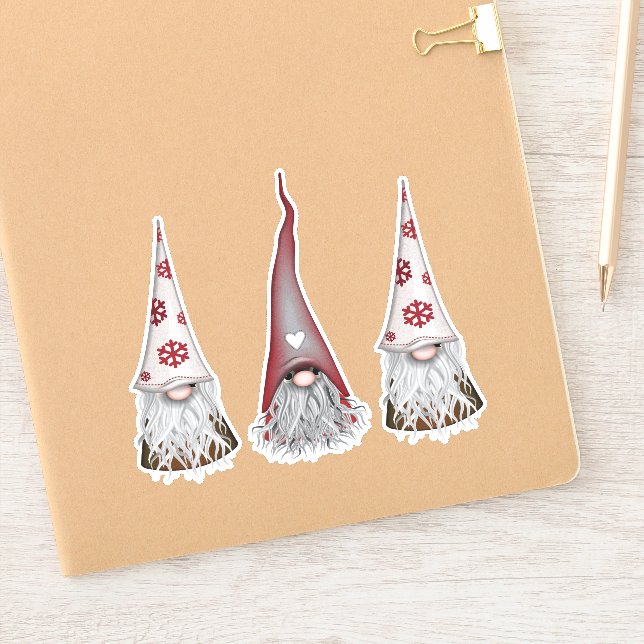 Adesivo Vinhetas de Natal Gnomos escandinavos (Notebook)