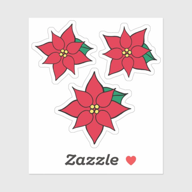 Adesivo Vinhetas de Poinsettias de Natal (Folha)
