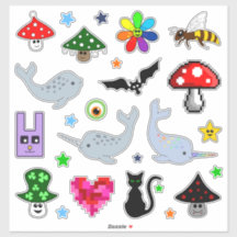 Vinhetas de vinil de coleção de cartoons em forma 