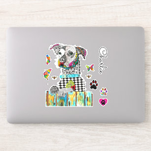 Adesivo Vinhetas de vinilo para cães de raça mista, bran