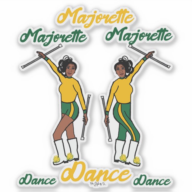 Adesivo Vinhetas Majorette (Verde Amarelo 2) (Frente)