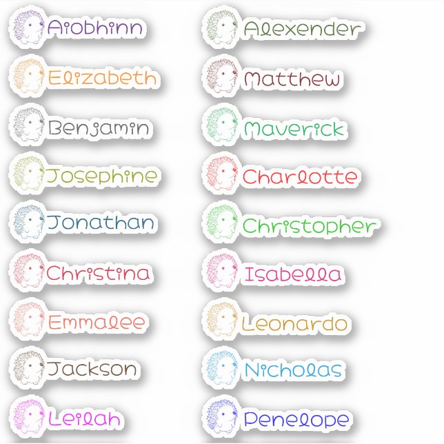 Adesivo Vinhetas Personalizadas de Vários Nomes para Folhe (Frente)