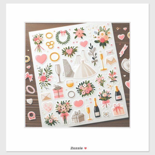 Adesivo "Vinhetas Românticas de Casamento" (Folha)