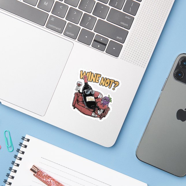 Adesivo Vinho Divertido e Uvas (Notebook com iPhone)