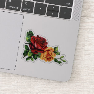 Adesivo Vinho Vitoriano Rosas Vermelhas e Ouros Amarelas