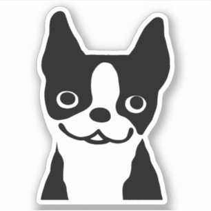 Adesivo Vinil de cães de cartoon Black and White Boston T