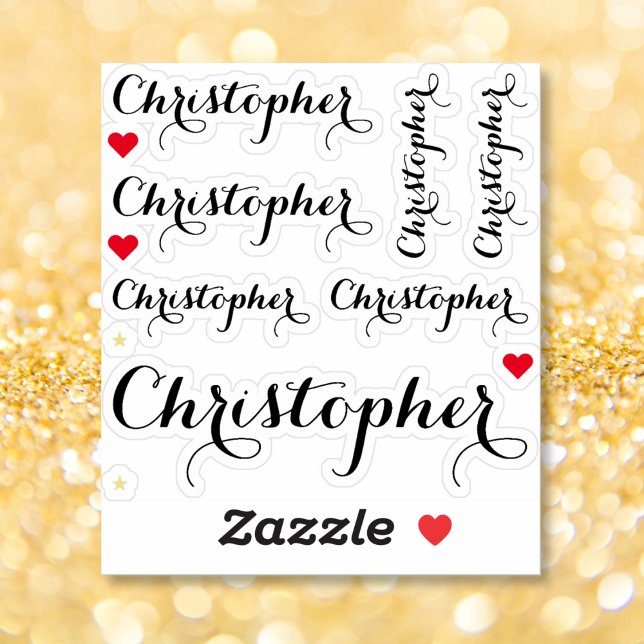 Adesivo Vinil de corte personalizado com nome de script pr (Elegant Black Script Name Office Custom Cut Vinyl Sticker)