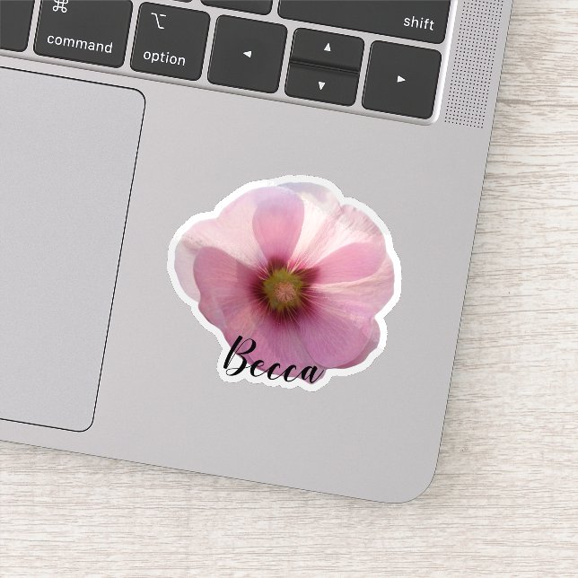 Adesivo Vinil Personalizado da Flor Hollyhock Rosa Brilhan (Detalhe)