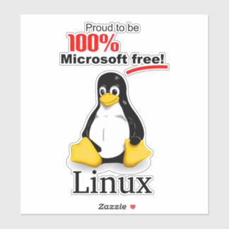 Adesivo Vinil Sticker 8x8 Linux - Microsoft Free