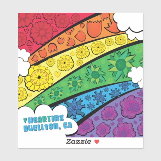 Adesivo Vinil Sticker - Flores Arco-Íris - Buellton.Art (Folha)