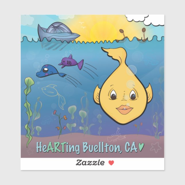 Adesivo Vinil Sticker - Goldie Fish - Buellton.Art (Folha)