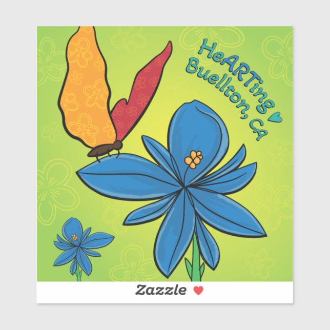 Adesivo Vinil Sticker -Violet(te) & Butterfly-Buellton.Art (Folha)