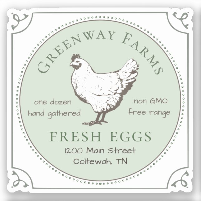 Adesivo vinil Window Sticker FRESH EGGS com HEN (Frente)