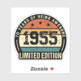 Adesivo Vintage 1955 Retro 70th Birthday Anniversary 