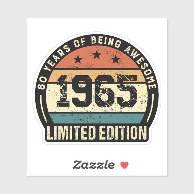 Adesivo Vintage 1965 Retro 60th Birthday Anniversary (Folha)
