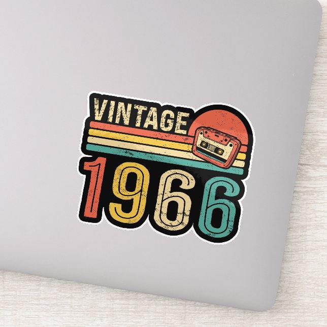 Adesivo Vintage 1966 Birthday Music Cassette Tape Bday  (Detalhe)