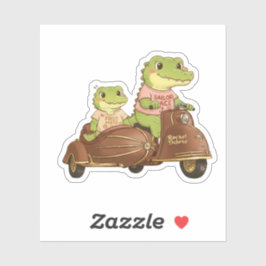 Adesivo Vintage Adventure Crocodiles on Scooter Sticker