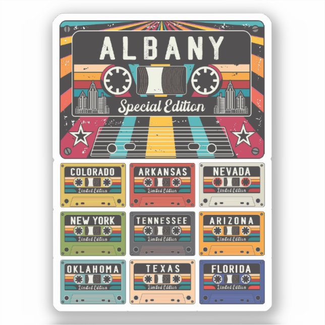 Adesivo Vintage Albany City viagem (Frente)