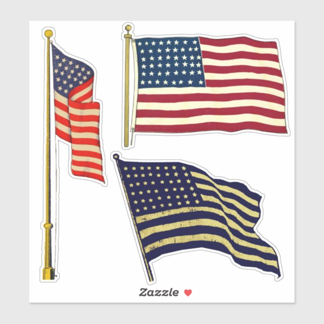 Adesivo Vintage American Flags (Folha)