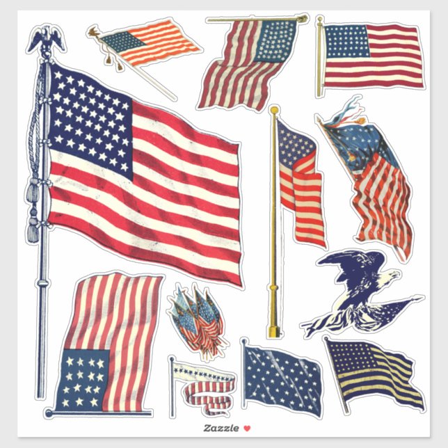 Adesivo Vintage American Flags (Folha)