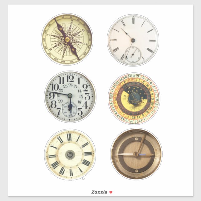 Adesivo Vintage Antique Compass Clock Faces (Folha)