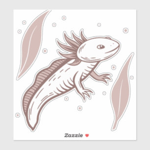 Adesivo Vintage axolotl em tons suaves como o bege