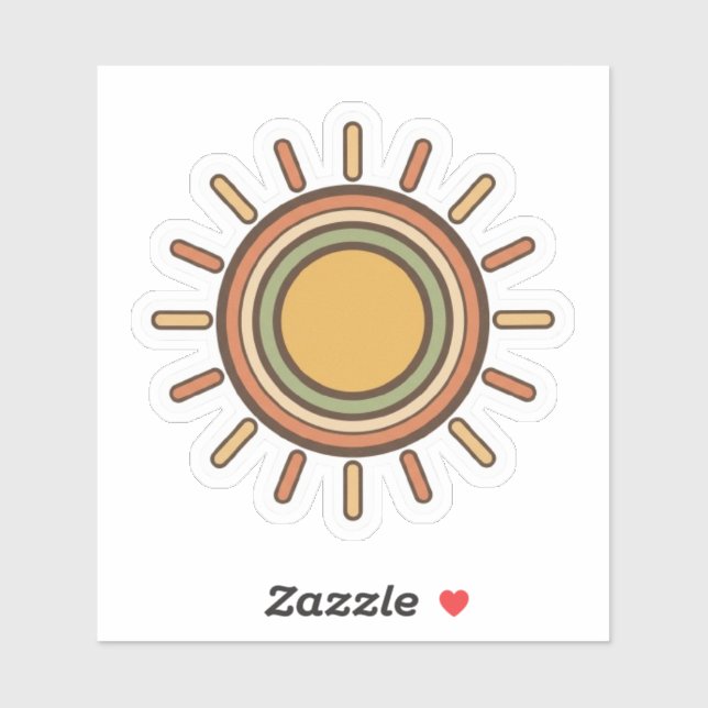 Adesivo Vintage Boho Sun Sticker – Retro Minimal Earthy  (Folha)
