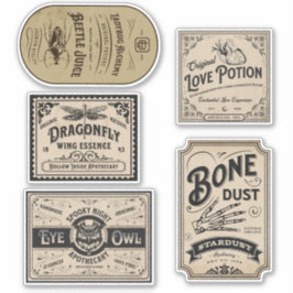 Adesivo Vintage Bruxa Rótulo de Poção das Bruxas Decoração
