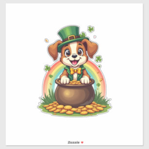 Adesivo Vintage Cachorro Lucky Leprechaun Arco-íris Panela