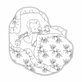 Adesivo Vintage Card Girl chá de fraldas Line Art Colour