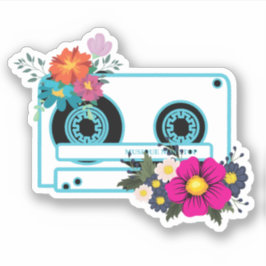 Adesivo Vintage Cassette & Watercolor