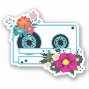 Adesivo Vintage Cassette & Watercolor