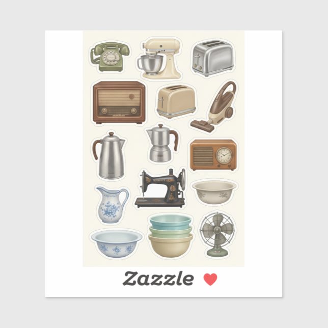 Adesivo Vintage Classic Home Appliances Sticker Sheet (Folha)