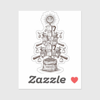 Adesivo Vintage Coffee Tree Illustration – Barista Espress