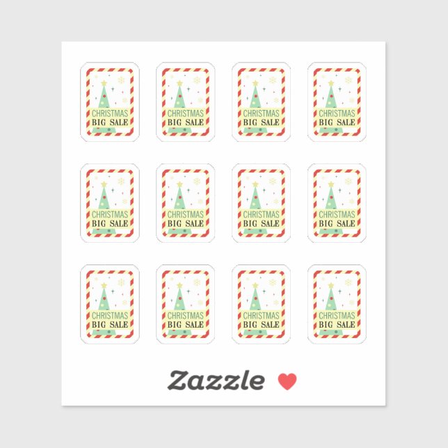 Adesivo Vintage com autocolantes verdes de Natal (Folha)