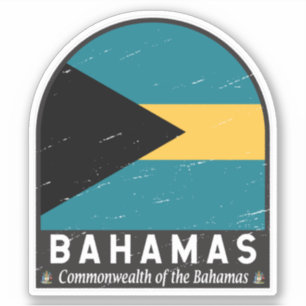 Adesivo Vintage com desconforto na bandeira das Bahamas