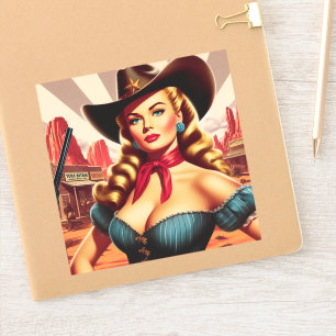 Adesivo Vintage Cowgirl Pin-up