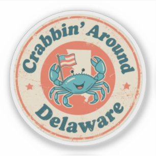 Adesivo Vintage Crabbin Em Torno Do Caranguejo Delaware