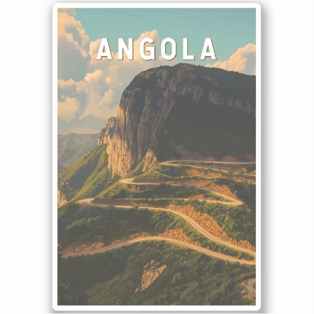 Adesivo Vintage da Viagem de Ilustração Angola (Frente)