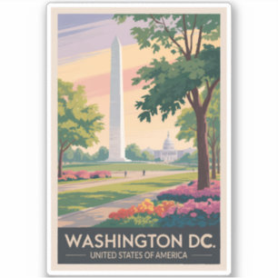 Adesivo Vintage da Viagem de Ilustração de Washington DC