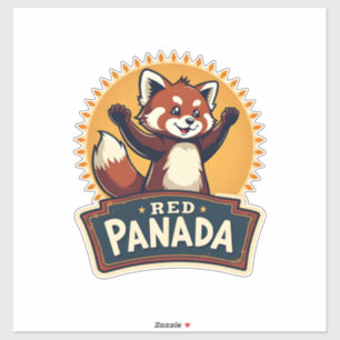 Adesivo Vintage Dabbing Panda Vermelho Retro Gráfico Anima